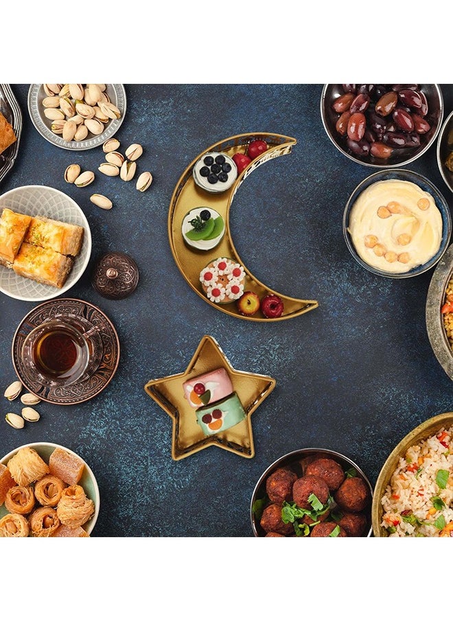 Ramadan Decorations, Moon Star Tray for Food Dessert Candy Display Holder Party Favor Festival Table Decor