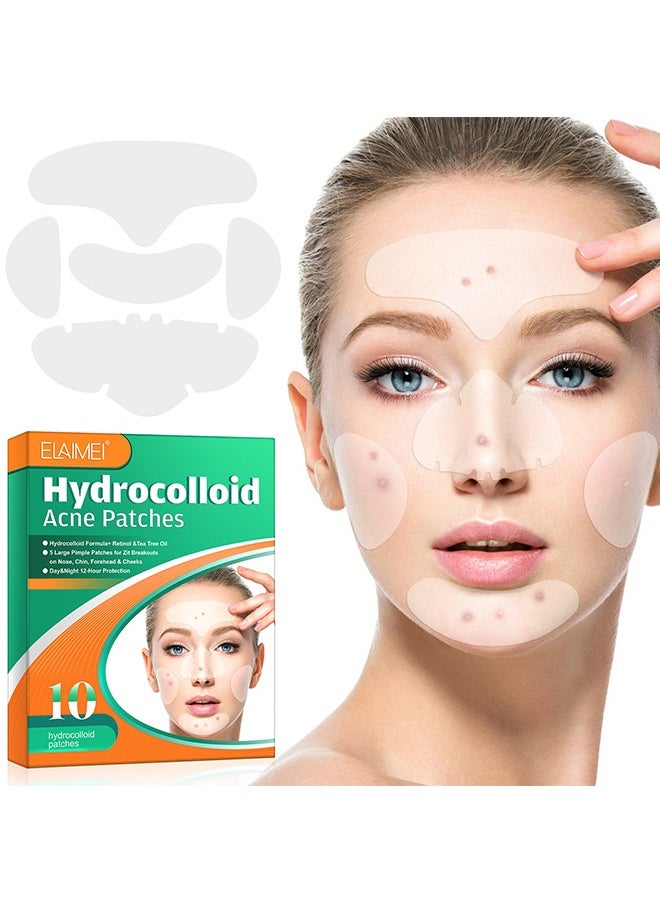 10 Facial Acne Patches - Hydrocolloid Acne Patches to Cover Pimples and Blemishes - Acne Patches for Skin Care