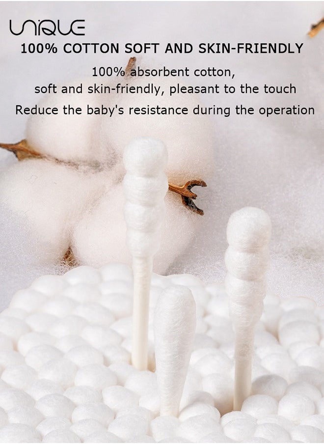 600 Pieces Of Baby Safety Cotton Swabs - Ear Scoop + Spiral Baby Double-Ended Ear Scoop Cotton Swabs - Clean Ear Newborn Boogers Cotton Swabs - Travel Cosmetic Cotton Swabs -  for Ear Nose Clean