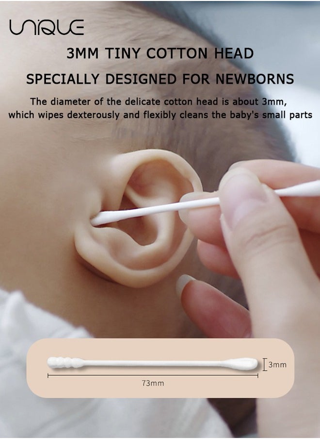 600 Pieces Of Baby Safety Cotton Swabs - Ear Scoop + Spiral Baby Double-Ended Ear Scoop Cotton Swabs - Clean Ear Newborn Boogers Cotton Swabs - Travel Cosmetic Cotton Swabs -  for Ear Nose Clean