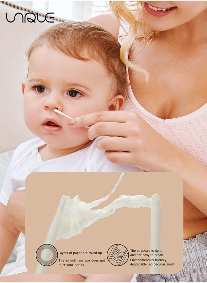 600 Pieces Of Baby Safety Cotton Swabs - Ear Scoop + Spiral Baby Double-Ended Ear Scoop Cotton Swabs - Clean Ear Newborn Boogers Cotton Swabs - Travel Cosmetic Cotton Swabs -  for Ear Nose Clean