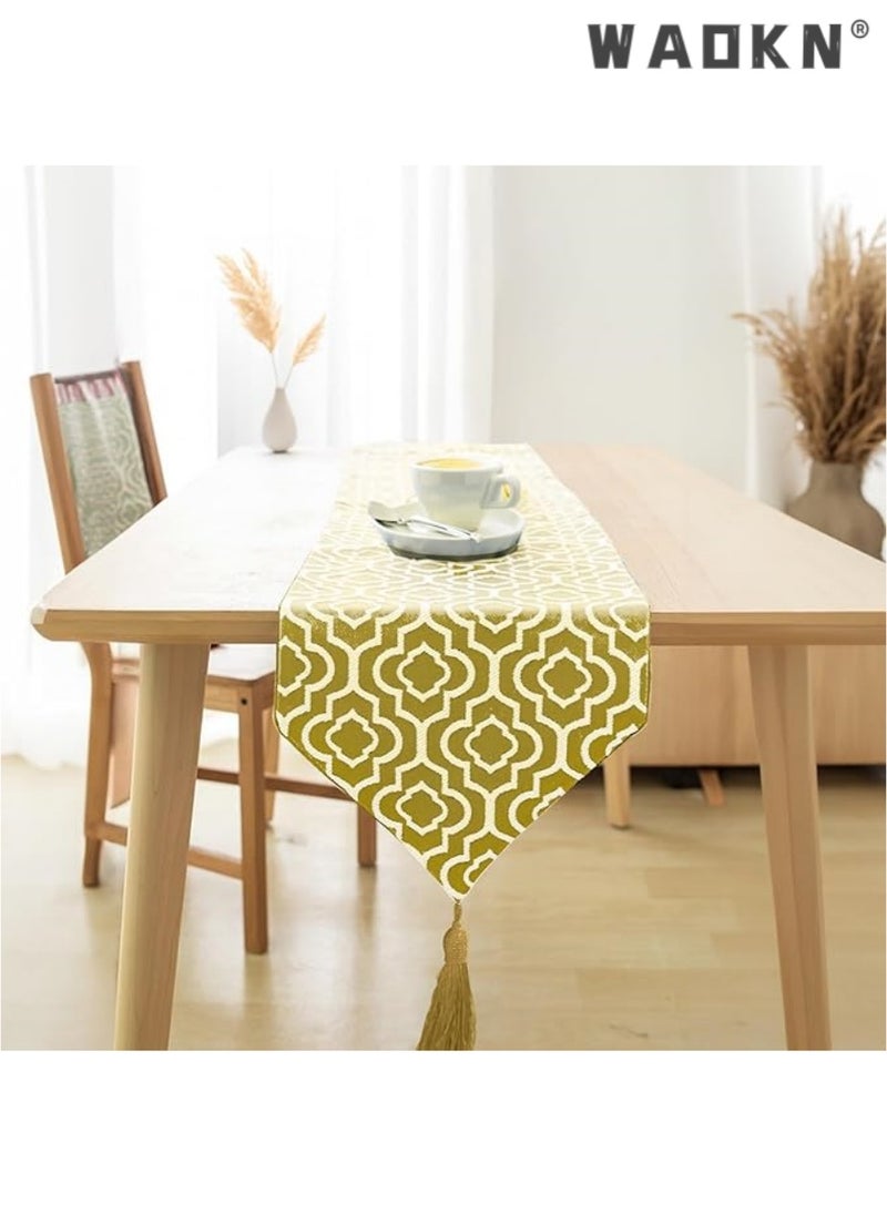 Table Runner for Home Decor - Morocco Style with Tassels - Perfect for Dining, Bedroom, Coffee Table, and Rustic Decor（32*180cm）