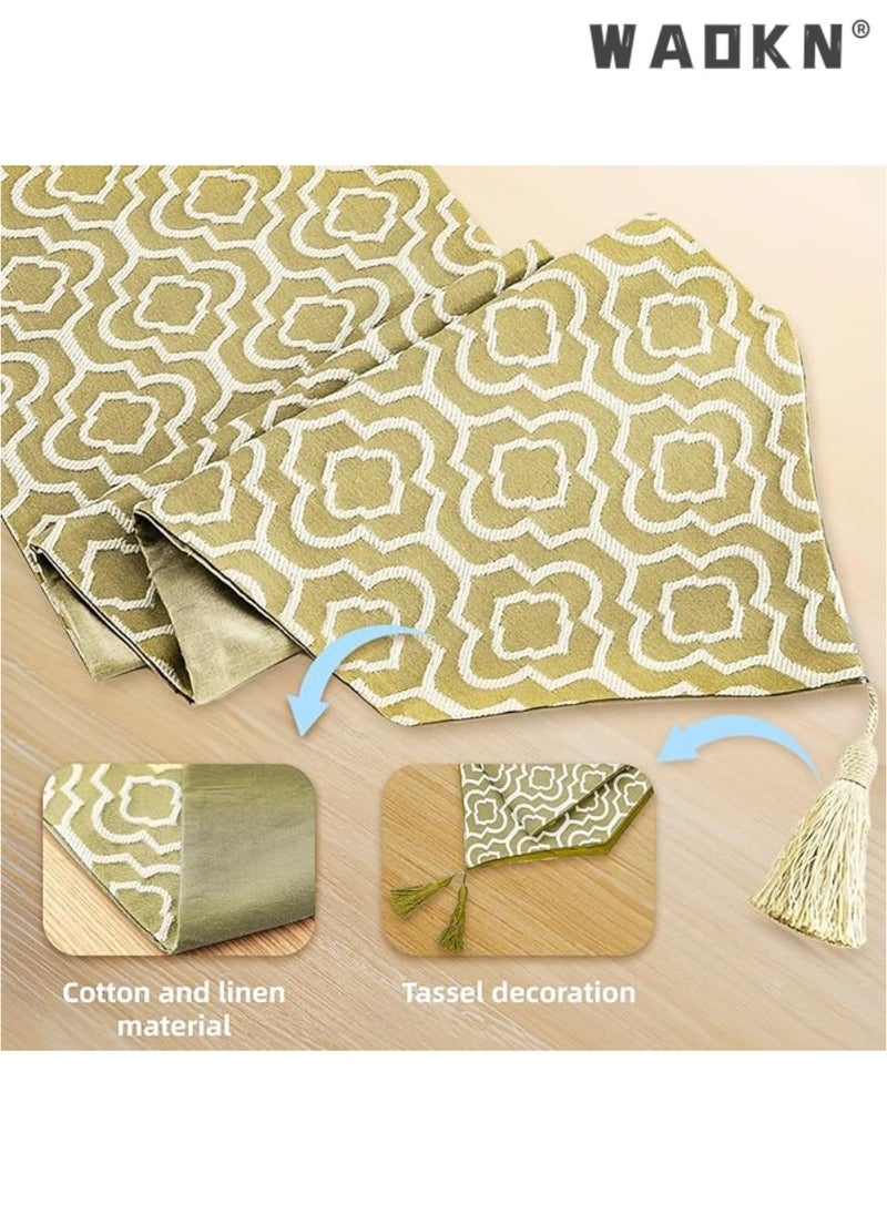 Table Runner for Home Decor - Morocco Style with Tassels - Perfect for Dining, Bedroom, Coffee Table, and Rustic Decor（32*180cm）