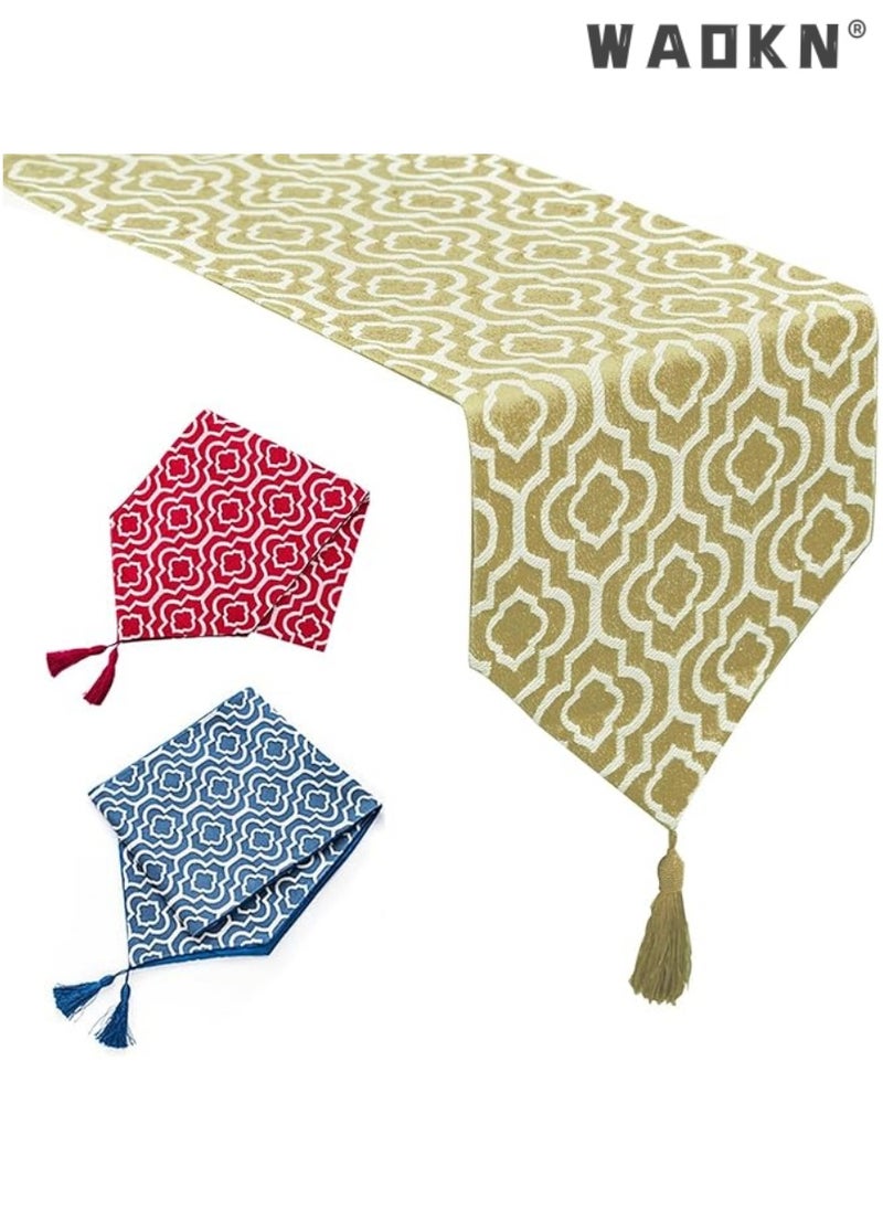 Table Runner for Home Decor - Morocco Style with Tassels - Perfect for Dining, Bedroom, Coffee Table, and Rustic Decor（32*180cm）
