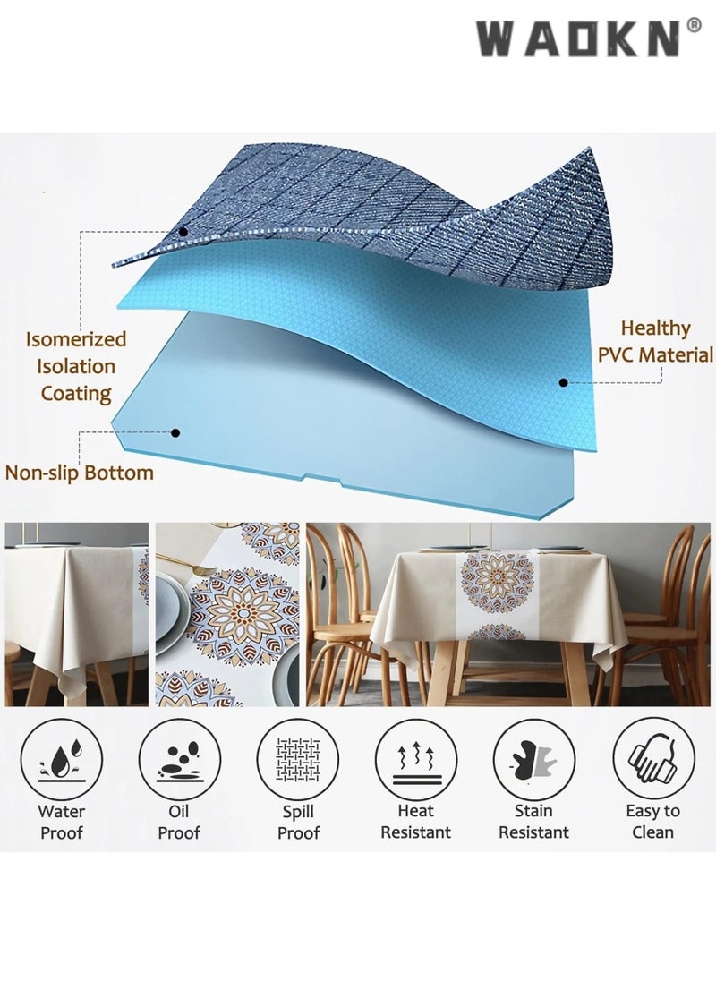 Tablecloth Rectangular Table Cloth PVC Tablecloth Dinning Table Cover Water Oil Proof Wrinkle-Free Tablecloth Bohemian Table Cloths for Kitchen Dinning