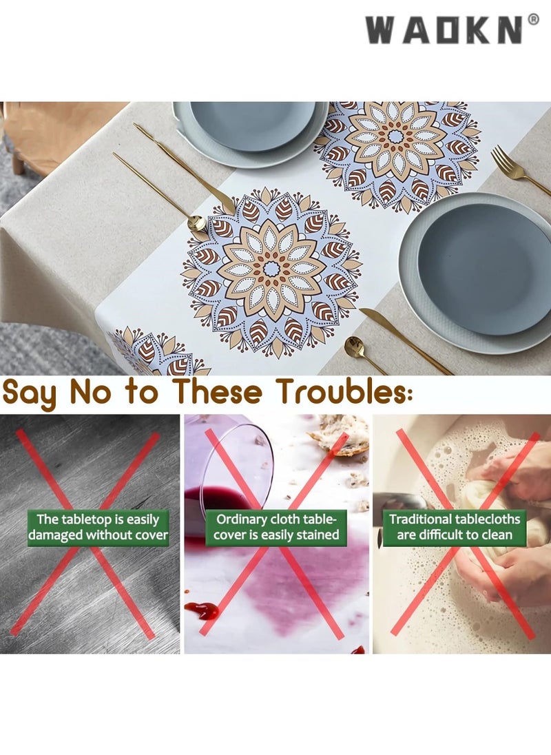 Tablecloth Rectangular Table Cloth PVC Tablecloth Dinning Table Cover Water Oil Proof Wrinkle-Free Tablecloth Bohemian Table Cloths for Kitchen Dinning