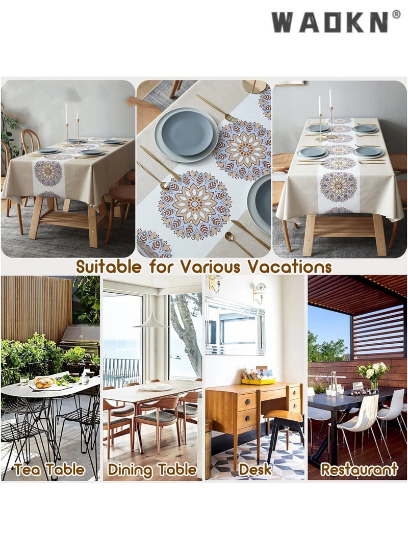 Tablecloth Rectangular Table Cloth PVC Tablecloth Dinning Table Cover Water Oil Proof Wrinkle-Free Tablecloth Bohemian Table Cloths for Kitchen Dinning