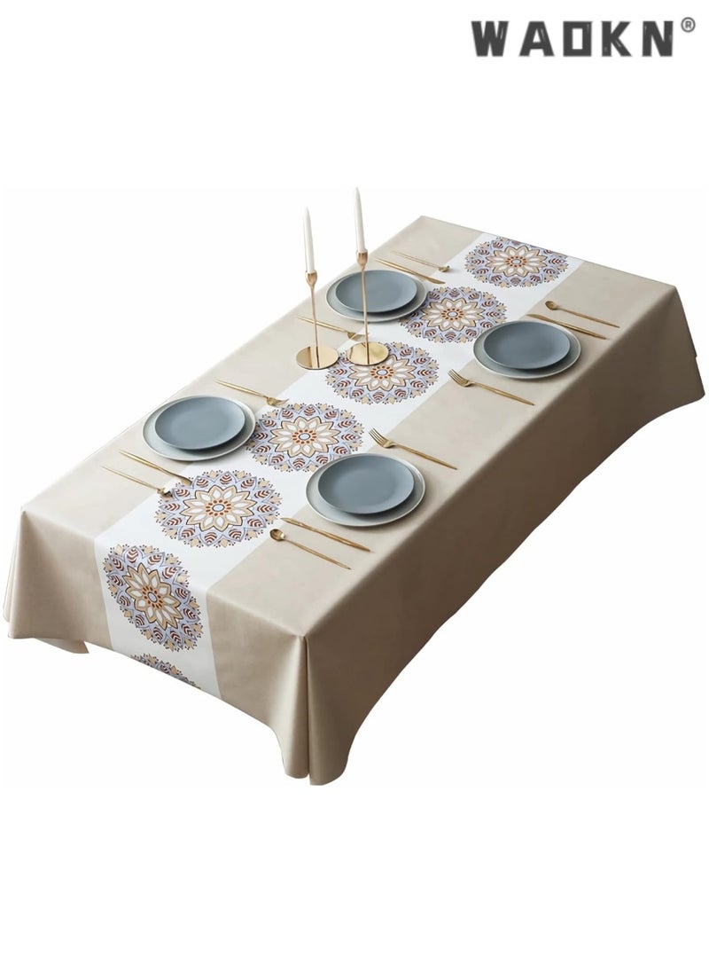 Tablecloth Rectangular Table Cloth PVC Tablecloth Dinning Table Cover Water Oil Proof Wrinkle-Free Tablecloth Bohemian Table Cloths for Kitchen Dinning