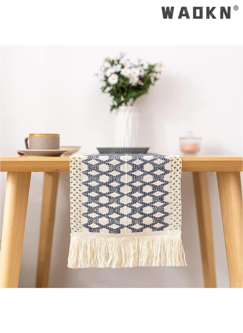 Table Runner, 30 * 180 CM Burlap Table Runner for Modern Farmhouse Decor, Natural Cotton Woven Runner with Tassels for Wedding Party Farmhouse Dining Table Decor
