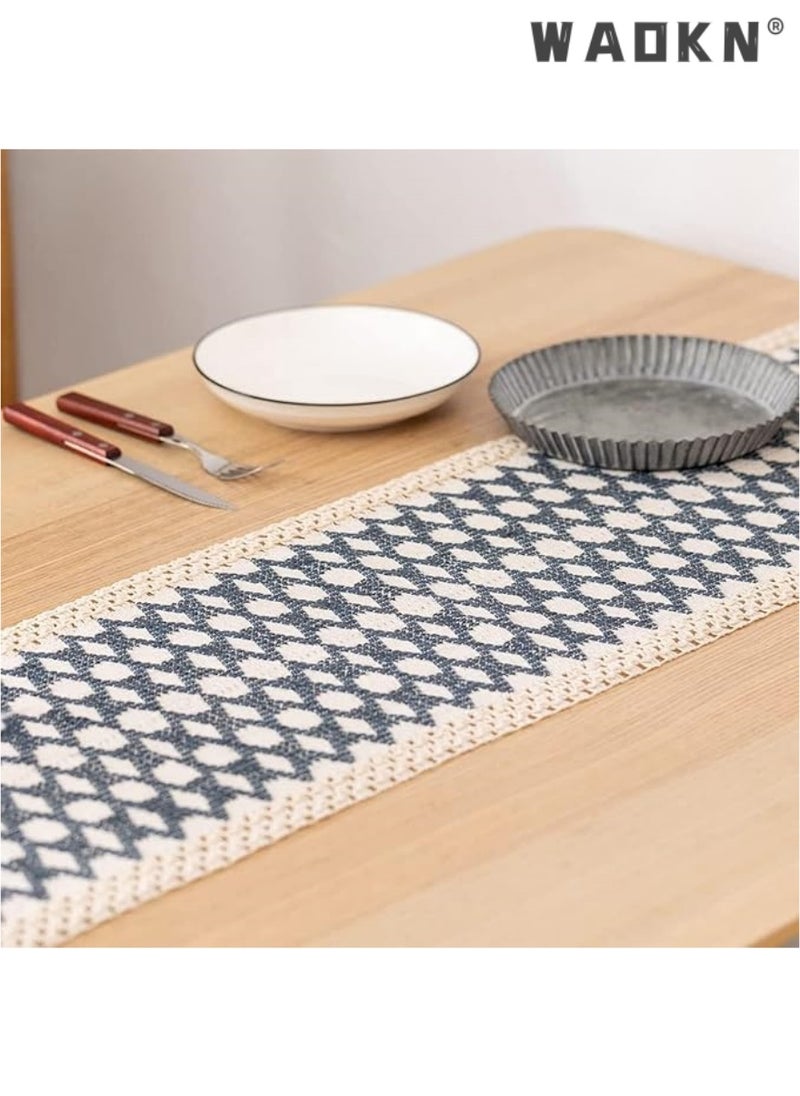 Table Runner, 30 * 180 CM Burlap Table Runner for Modern Farmhouse Decor, Natural Cotton Woven Runner with Tassels for Wedding Party Farmhouse Dining Table Decor
