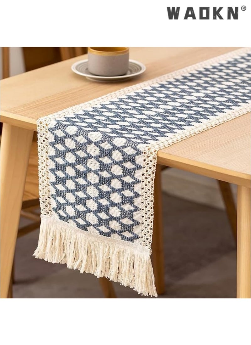 Table Runner, 30 * 180 CM Burlap Table Runner for Modern Farmhouse Decor, Natural Cotton Woven Runner with Tassels for Wedding Party Farmhouse Dining Table Decor