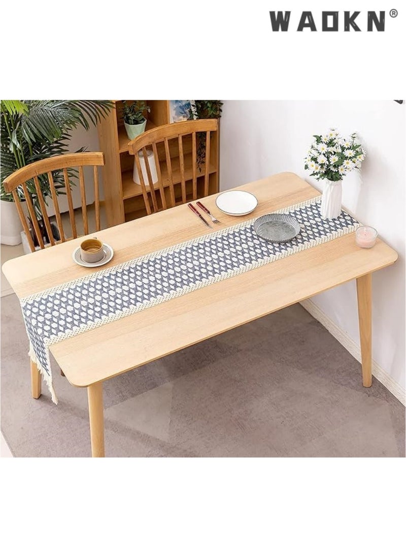 Table Runner, 30 * 180 CM Burlap Table Runner for Modern Farmhouse Decor, Natural Cotton Woven Runner with Tassels for Wedding Party Farmhouse Dining Table Decor
