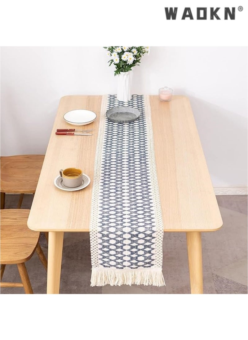 Table Runner, 30 * 180 CM Burlap Table Runner for Modern Farmhouse Decor, Natural Cotton Woven Runner with Tassels for Wedding Party Farmhouse Dining Table Decor