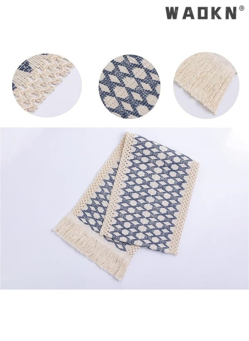 Table Runner, 30 * 180 CM Burlap Table Runner for Modern Farmhouse Decor, Natural Cotton Woven Runner with Tassels for Wedding Party Farmhouse Dining Table Decor