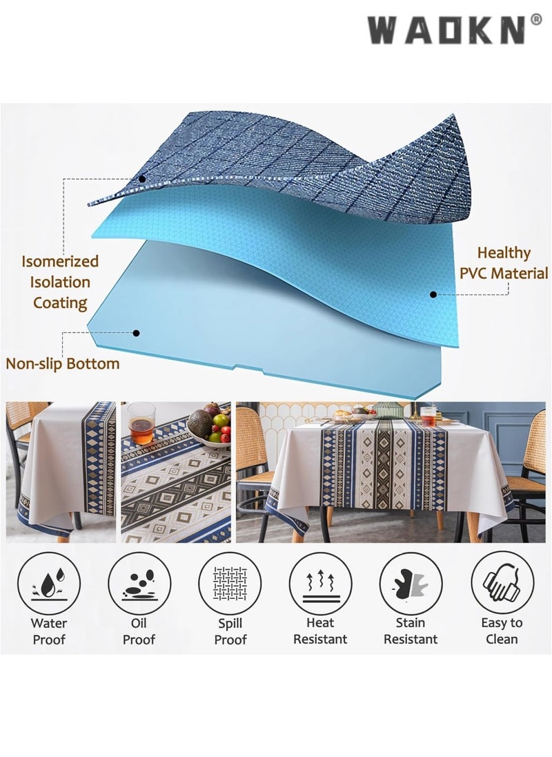 Tablecloth Rectangular Table Cloth PVC Tablecloth Dinning Table Cover Water Oil Proof Wrinkle-Free Tablecloth Bohemian Table Cloths for Kitchen Dinning