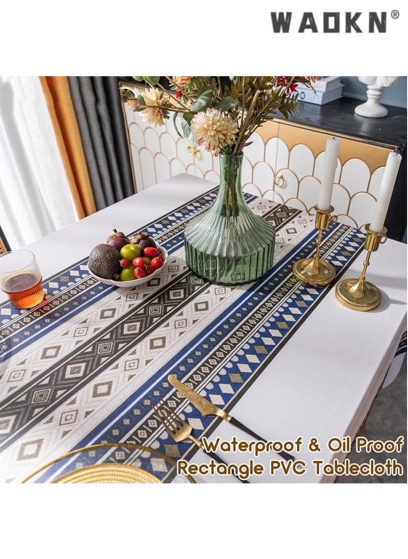 Tablecloth Rectangular Table Cloth PVC Tablecloth Dinning Table Cover Water Oil Proof Wrinkle-Free Tablecloth Bohemian Table Cloths for Kitchen Dinning