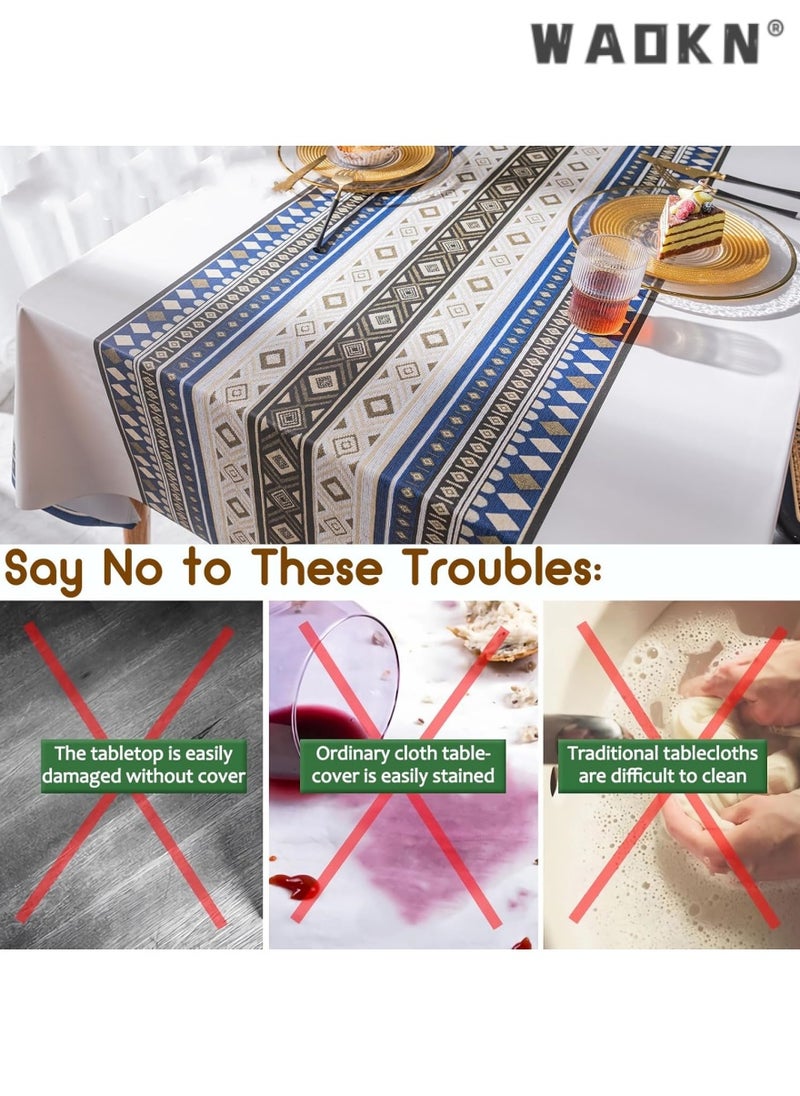 Tablecloth Rectangular Table Cloth PVC Tablecloth Dinning Table Cover Water Oil Proof Wrinkle-Free Tablecloth Bohemian Table Cloths for Kitchen Dinning