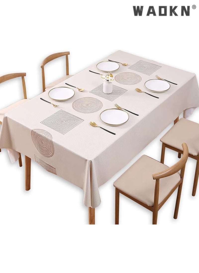 Rectangle Waterproof Vinyl Tablecloth, 100 Oil Proof Spill Proof Dining Table Cover, Wipe Clean PVC for Summer Indoor and Outdoor Picnic