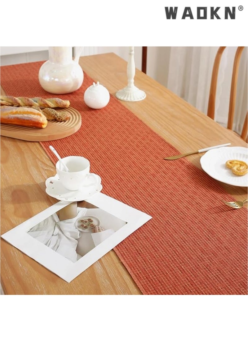 Table Runner, 30 * 180 CM Burlap Table Runner for Modern Farmhouse Decor, Natural Cotton Woven Runner with Tassels for Wedding Party Farmhouse Dining Table Decor