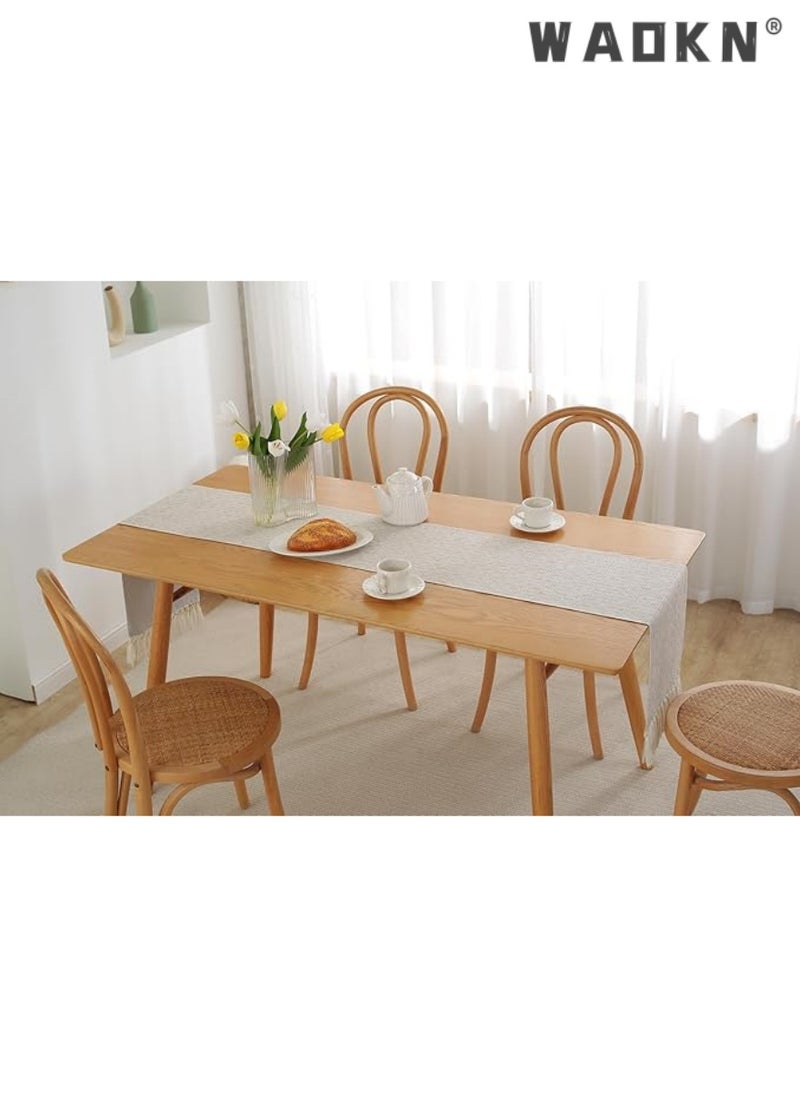 Table Runner, 30 * 180 CM Burlap Table Runner for Modern Farmhouse Decor, Natural Cotton Woven Runner with Tassels for Wedding Party Farmhouse Dining Table Decor