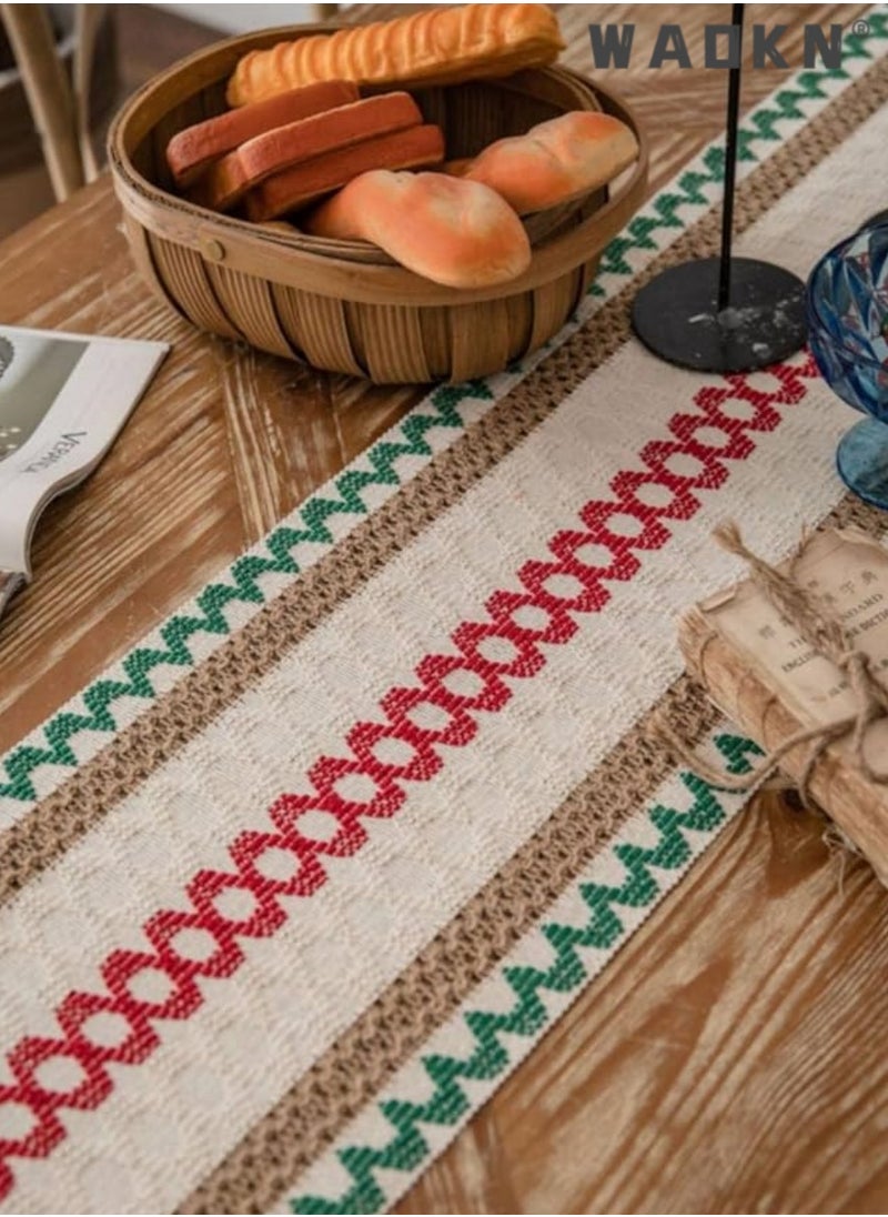 Table Runner, 30 * 180 CM Burlap Table Runner for Modern Farmhouse Decor, Natural Cotton Woven Runner with Tassels for Wedding Party Farmhouse Dining Table Decor