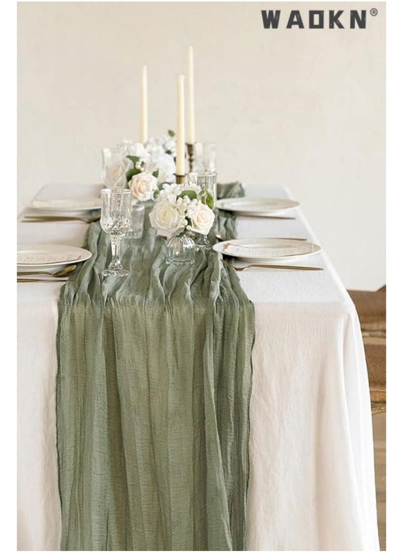 Cheesecloth Table Runner 35 x 118 Inch Gauze Tablecloth Boho Wedding Decor 10 Ft Rustic Wedding Decorations Vintage Table Centerpieces for Wedding Reception Bridal Shower Birthday