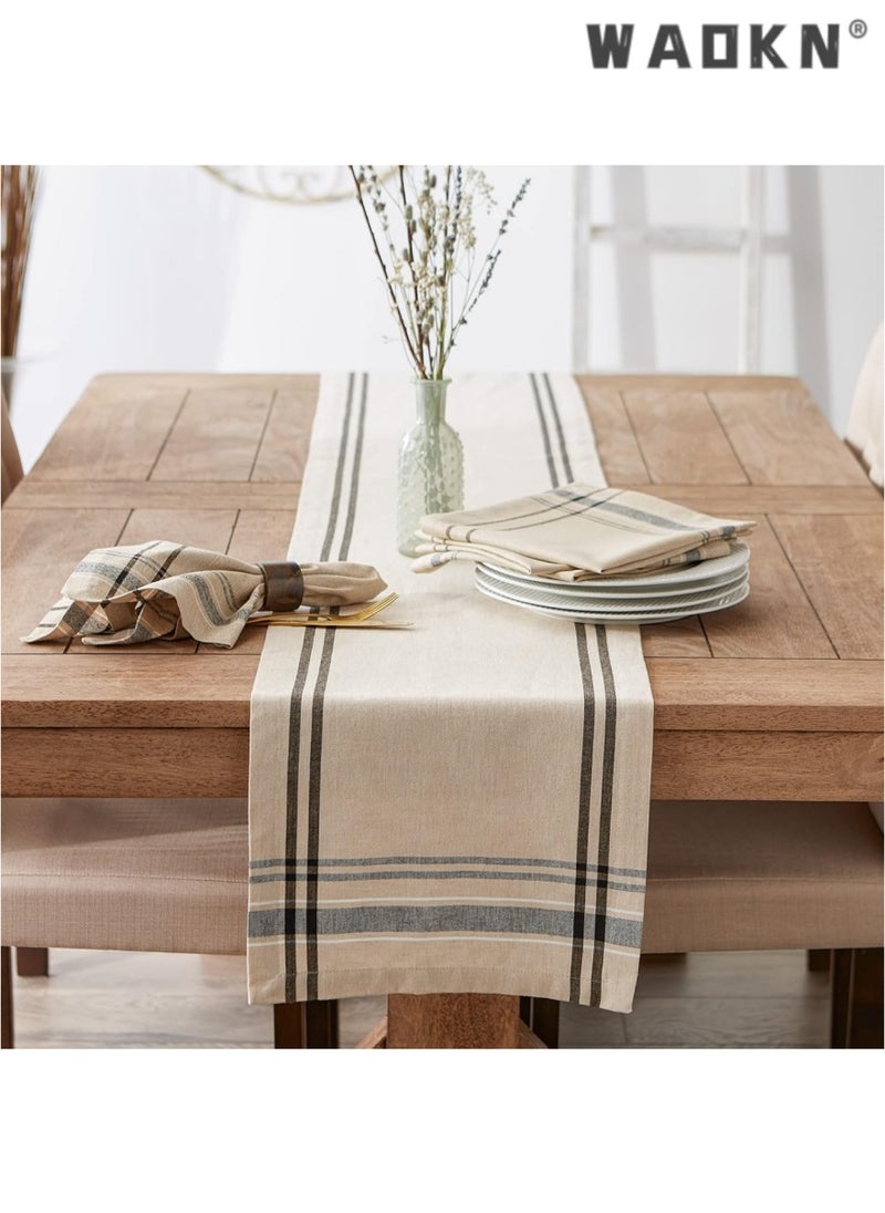 Table Runner, 30 * 180 CM Burlap Table Runner for Modern Farmhouse Decor, Natural Cotton Woven Runner with Tassels for Wedding Party Farmhouse Dining Table Decor