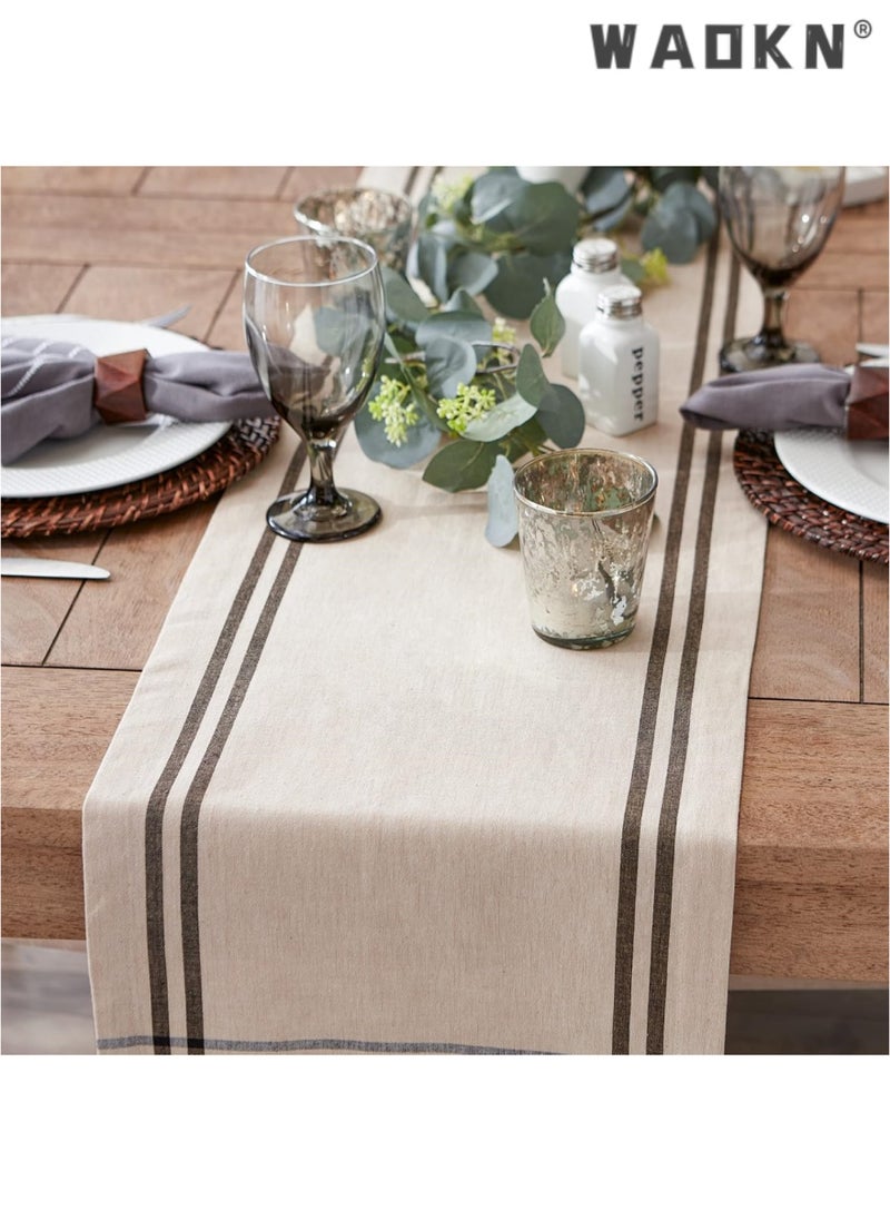 Table Runner, 30 * 180 CM Burlap Table Runner for Modern Farmhouse Decor, Natural Cotton Woven Runner with Tassels for Wedding Party Farmhouse Dining Table Decor