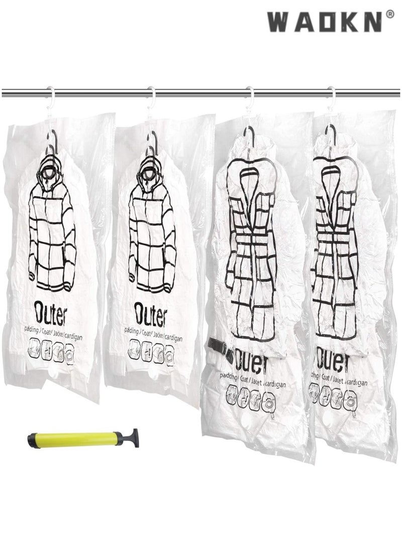 Hanging Vacuum Space Saver Bag,  Reusable Vacuum Storage Bag with Hangers, Vacuum Seal Storage Bag with Suction Pump, Space Bags Vacuum Bag for Sweater, Coat, Suit