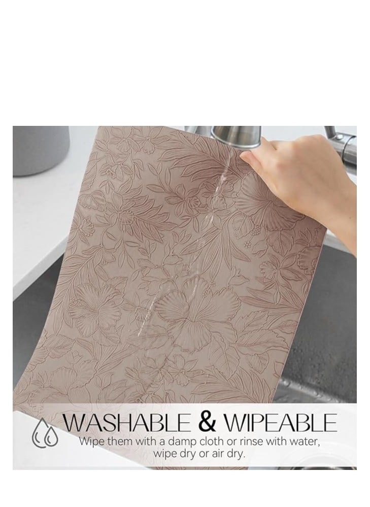 Double-Sided Reversible Placemats Set of 4, Heat Stain Non-Slip Waterproof Oil-Proof Washable Wipeable Leather Table Mats Outdoor Indoor for Dining Patio Table Kitchen Decor