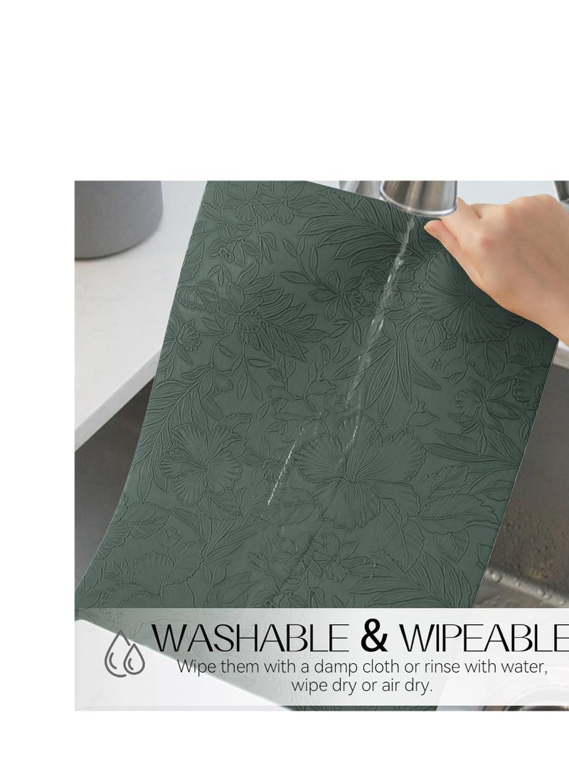 Double-Sided Reversible Placemats Set of 4, Heat Stain Non-Slip Waterproof Oil-Proof Washable Wipeable Leather Table Mats Outdoor Indoor for Dining Patio Table Kitchen Decor