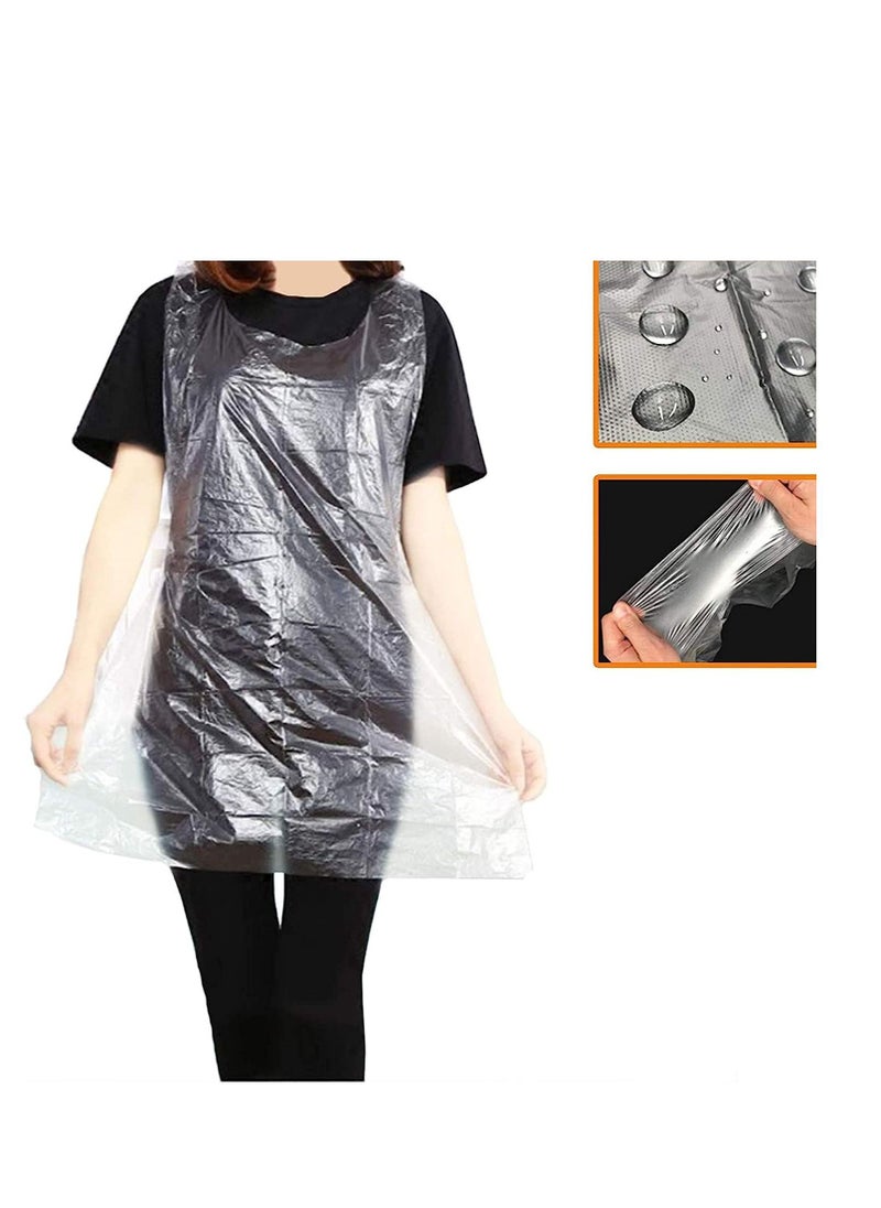 Apron Karstcave 100 Pcs Disposable Apron Disposable Kitchen Apron Plastic Aprons Polythene Aprons Water and Stain Resistant Material for Designed for Adults Kids to Cooking Cleaning Drawing