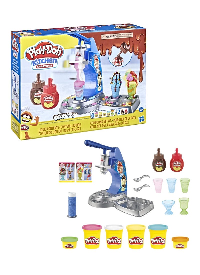 Kitchen Creations Drizzy Ice Cream Playset Featuring Drizzle Compound and 6 Non Toxic Colors