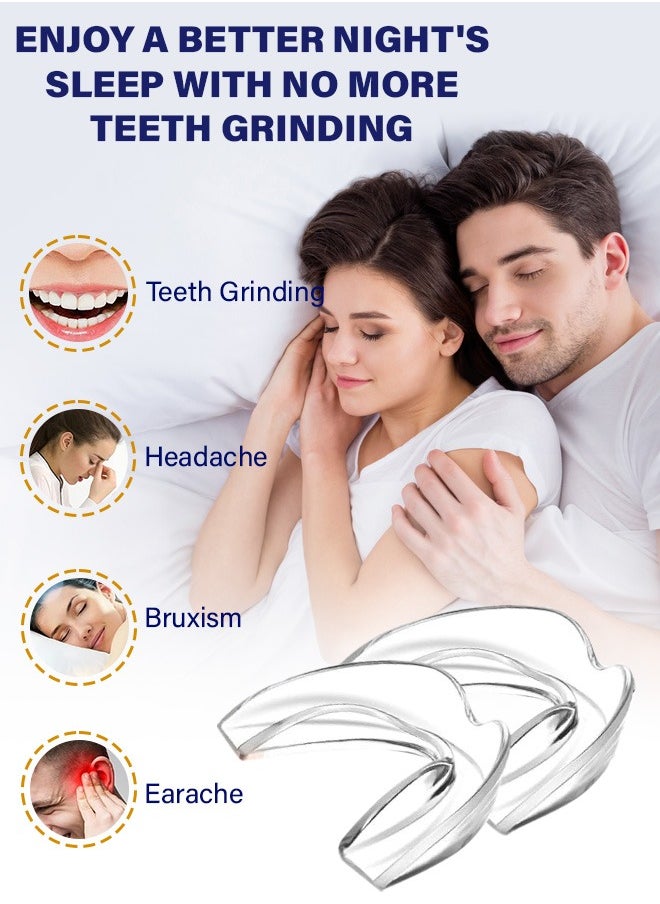 4 Pcs Mouth Guard for Teeth Grinding Comfortable Custom Mold Night Time Grinding Protection Teeth Cover Comes in 2 Sizes Light and Heavy Grinding Night Guard for Teeth Grinding