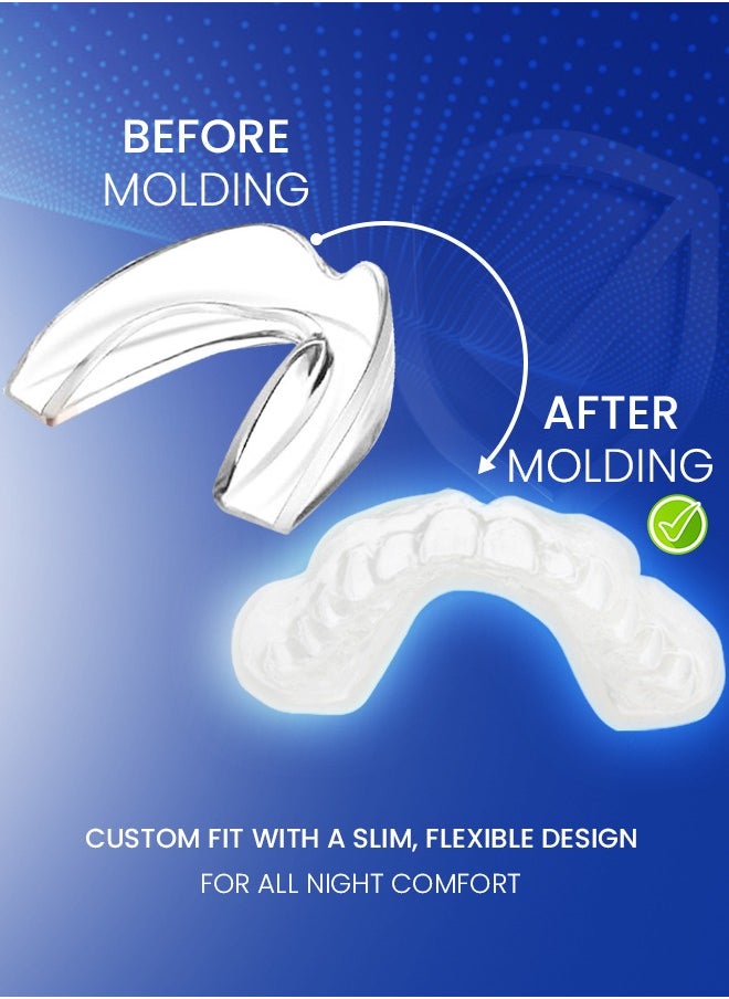 4 Pcs Mouth Guard for Teeth Grinding Comfortable Custom Mold Night Time Grinding Protection Teeth Cover Comes in 2 Sizes Light and Heavy Grinding Night Guard for Teeth Grinding