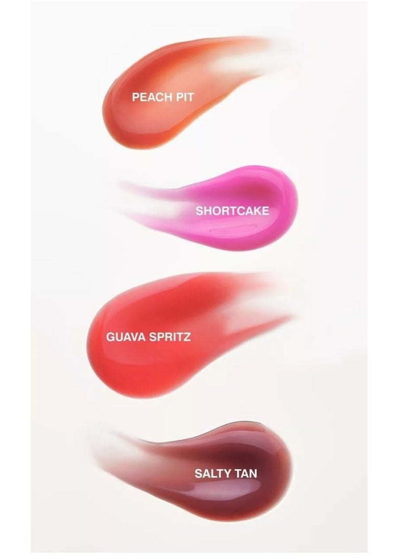 All four shades together ,Skin Peptide Lip Tint -Salty tan ，Shortcake，Pench Pit and Guava Spritz