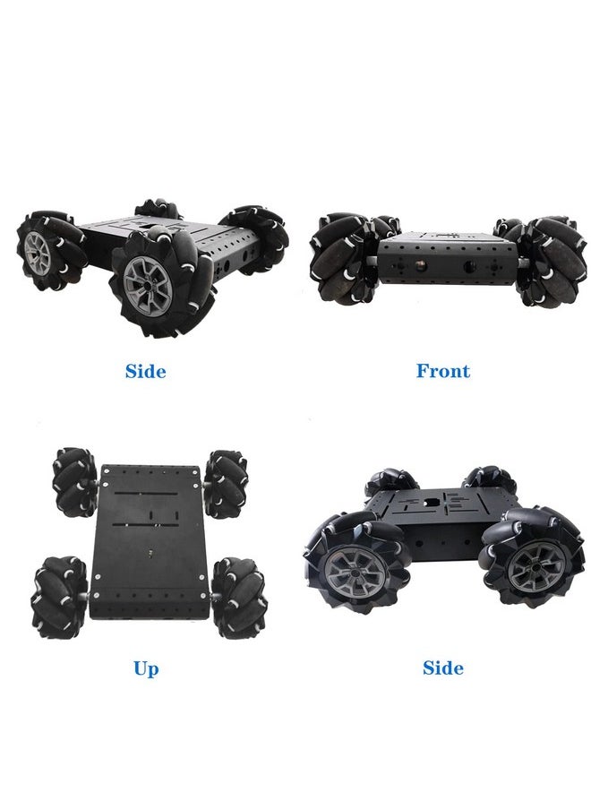 4Wd Omni-Directinal Smart Robot Car Chassis With 96Mm Mecanum Wheel & Dc Motors, Rc Aluminum Alloy Frame Diy Steam Platform For Raspberry Pie Ros Python Arduino Uno R3 Ai Coding Program Learning