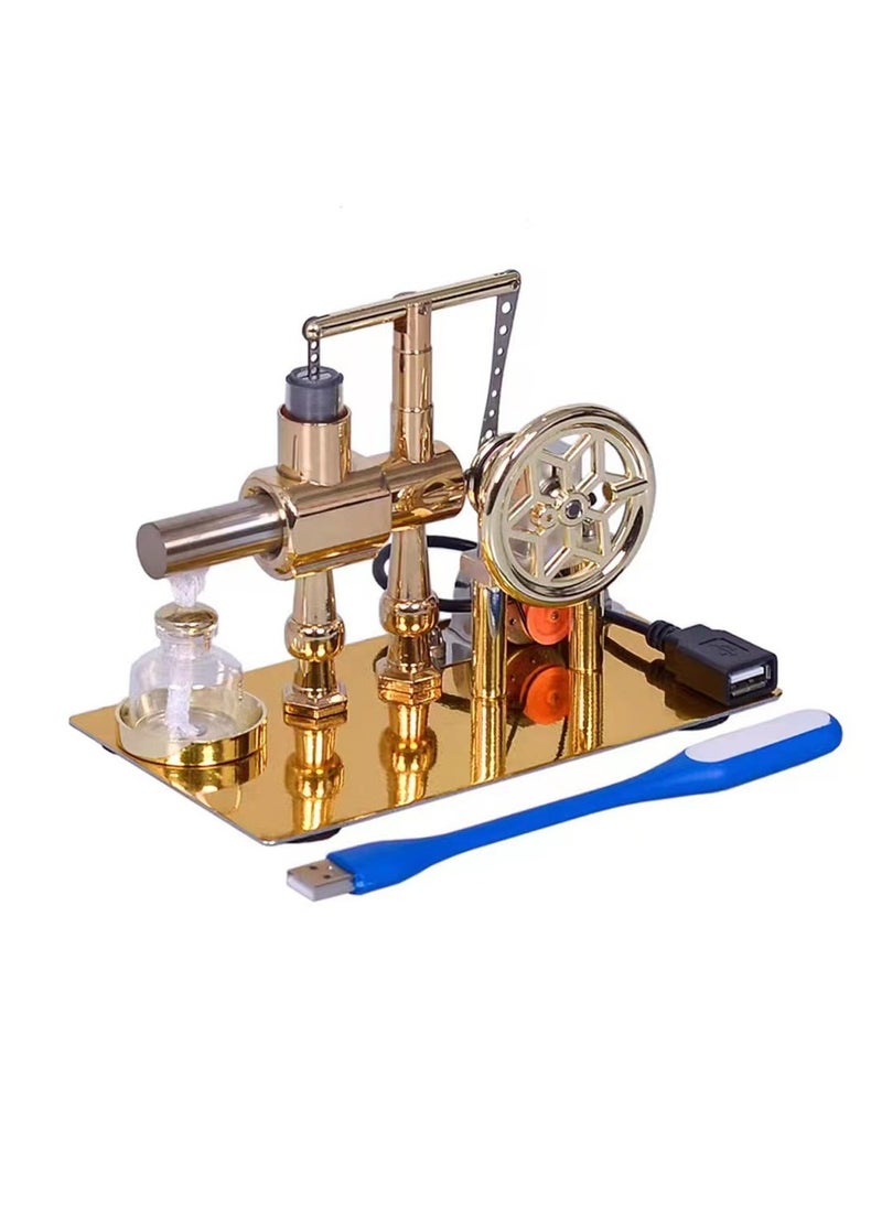 Golden Aluminum Alloy Stirling Engine Generator, Educational Physics Science Toy Model for Ages 14+, DIY Assembly Science Experiment Kit