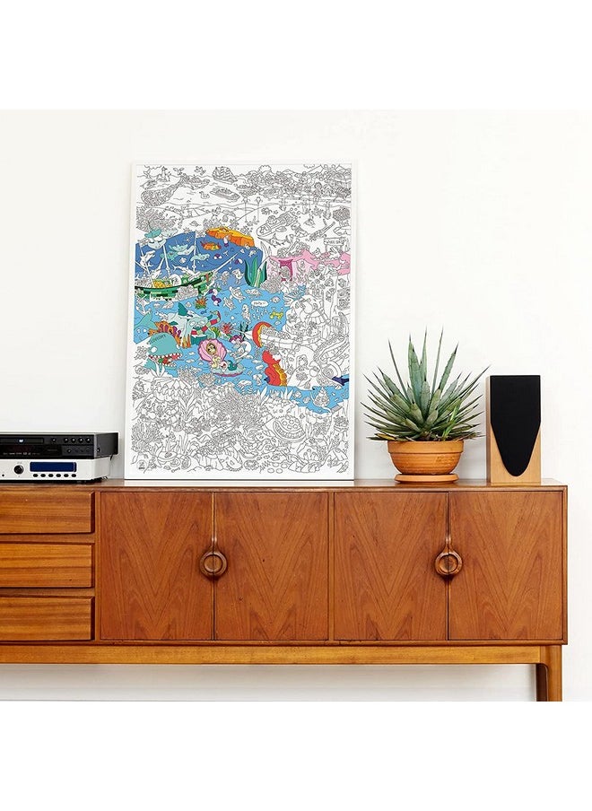 Giant Coloring Poster, Ocean, 40 X 28 Inches, Coloring Fun For Kids, Adults, And The Whole Family.