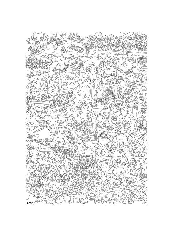 Giant Coloring Poster, Ocean, 40 X 28 Inches, Coloring Fun For Kids, Adults, And The Whole Family.