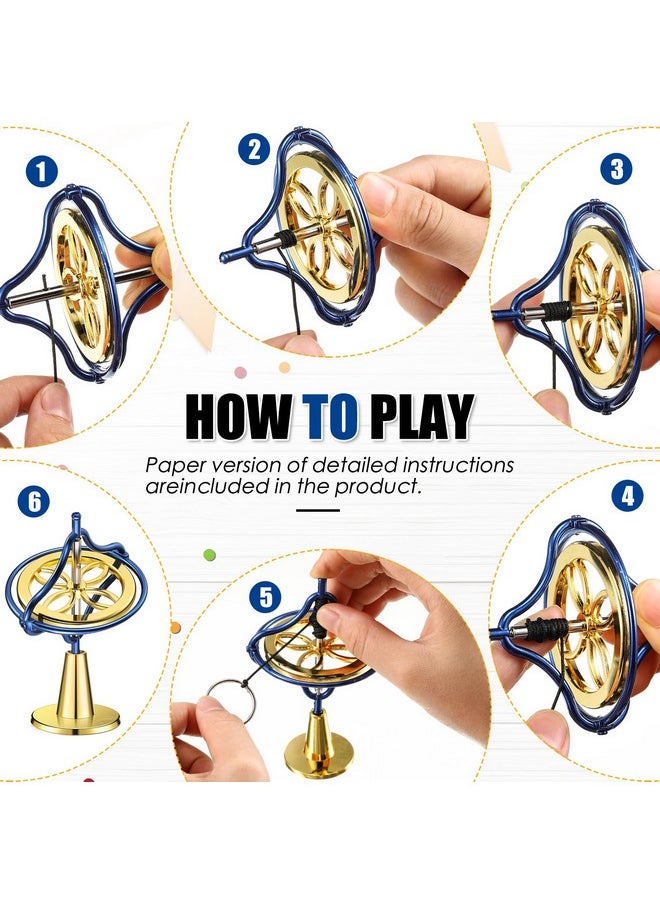 2 Packs Gyroscope Toys Metal Anti Gravity Gyroscope Colorful Precision Top Gyroscope For Christmas Educational Gifts(Blue, Gold)