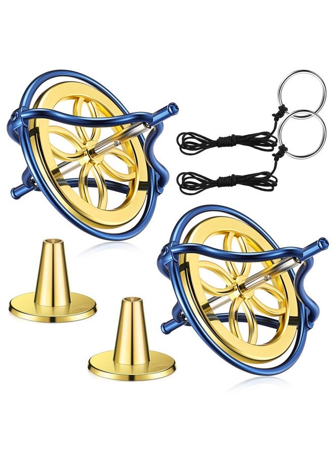 2 Packs Gyroscope Toys Metal Anti Gravity Gyroscope Colorful Precision Top Gyroscope For Christmas Educational Gifts(Blue, Gold)