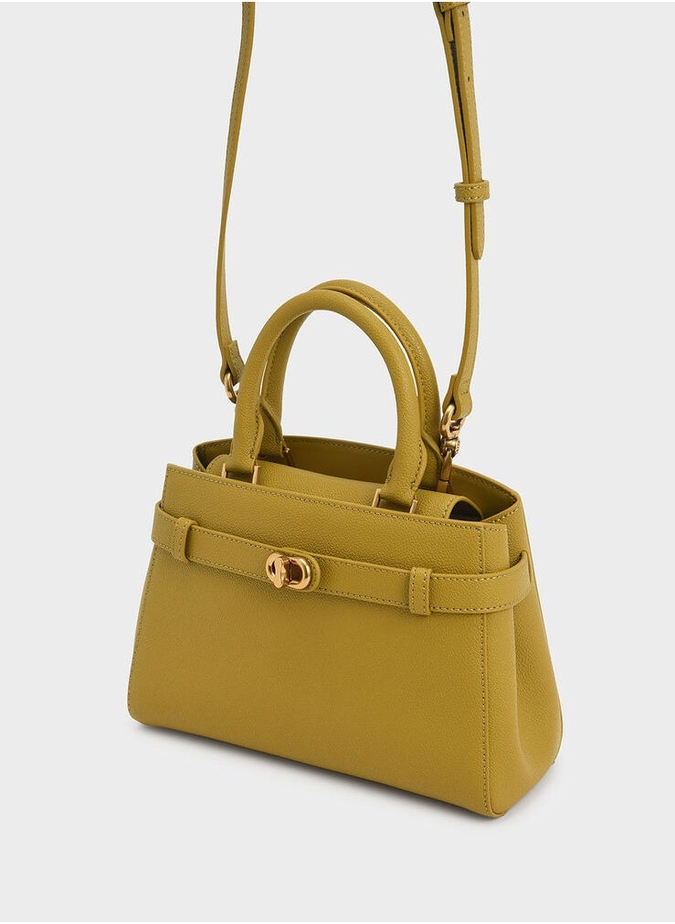 Aubrielle Metallic-Buckle Top Handle Bag