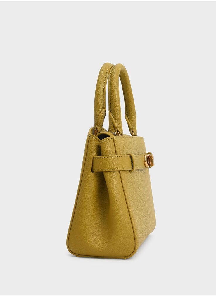 Aubrielle Metallic-Buckle Top Handle Bag