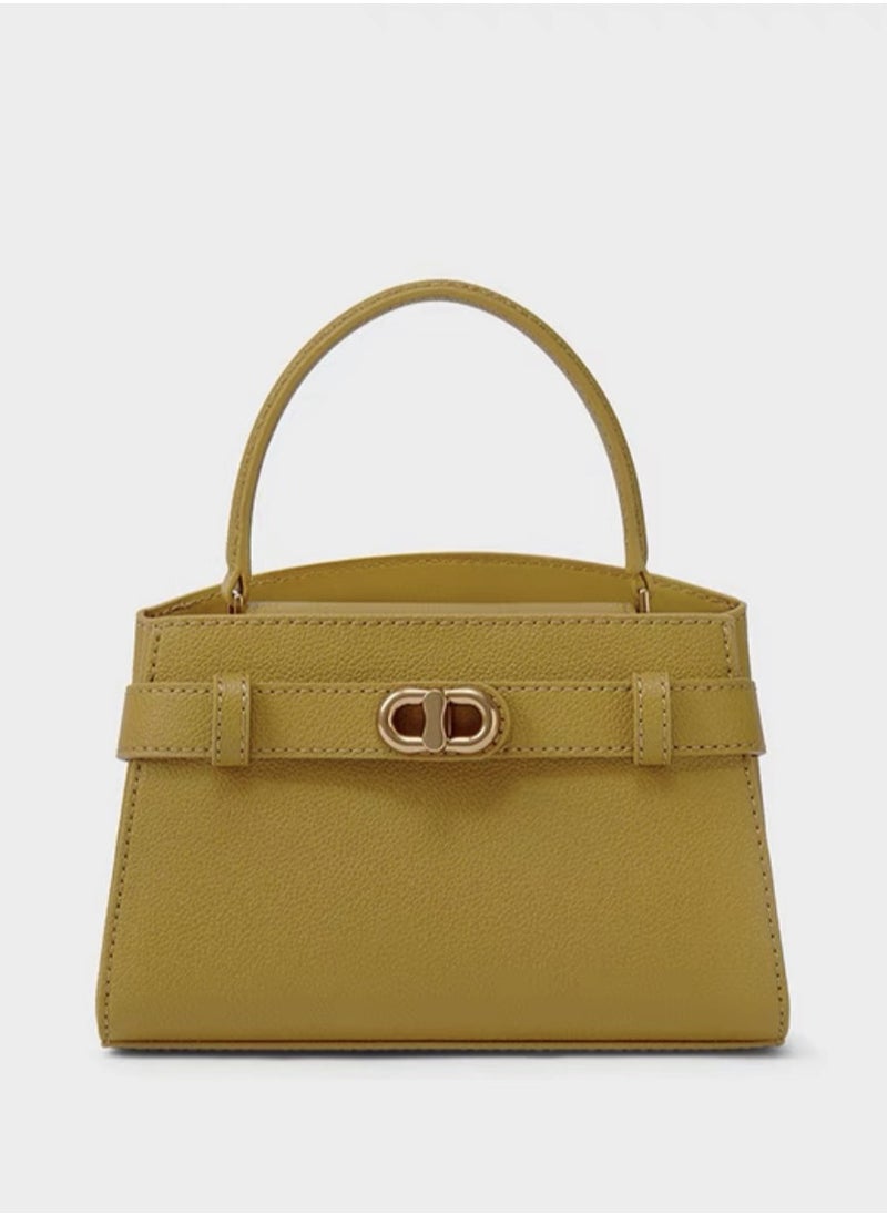 Aubrielle Metallic-Buckle Top Handle Bag