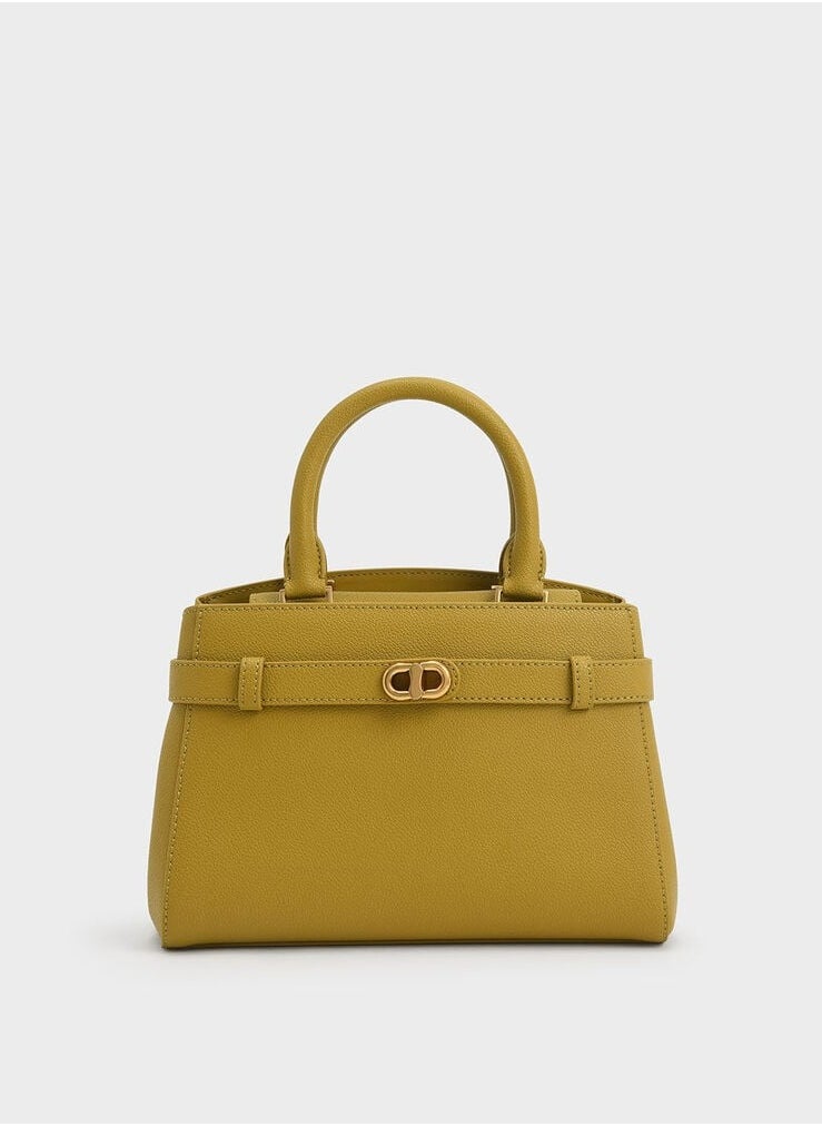 Aubrielle Metallic-Buckle Top Handle Bag