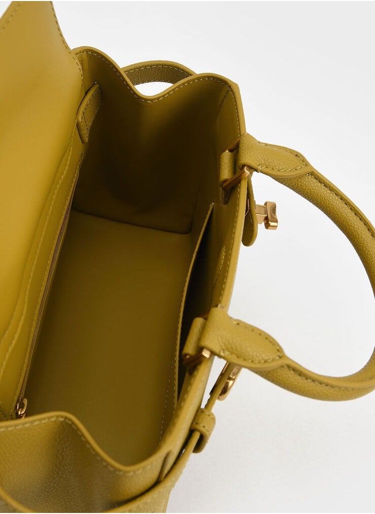 Aubrielle Metallic-Buckle Top Handle Bag