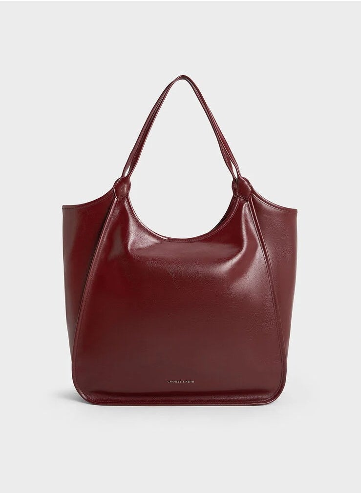 Charles & Keith Siana Metallic Crinkle Effect Slouchy Tote Bag