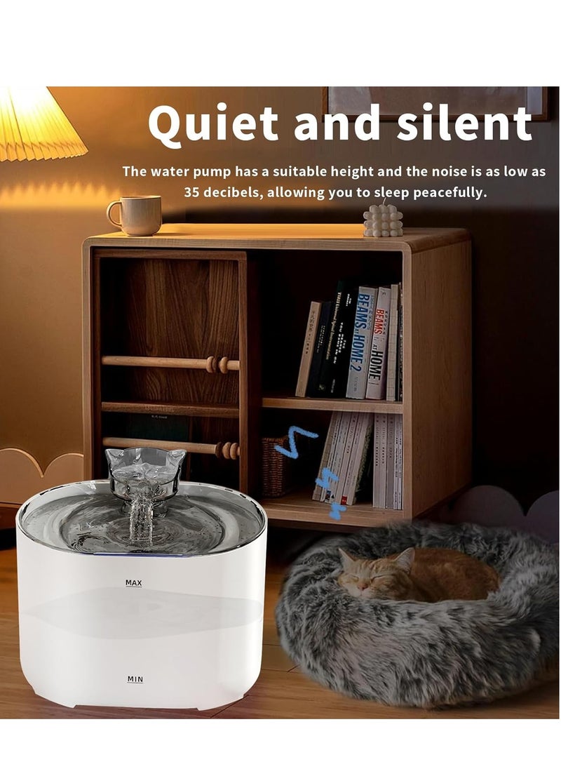 Silent Pet Automatic Water Fountain with Water Filter for Cats, Dogs and Multiple Pets (White)