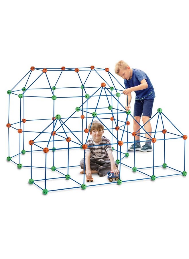 Fort Building Kit For Kids, 180Pcs Stem Building Toys, Educational Gift For 4 5 6 7 8+ Year Old Boys & Girls, Indoor Outdoor Play Tent Builder Set Construction Toys With 120 Rods And 60 Balls